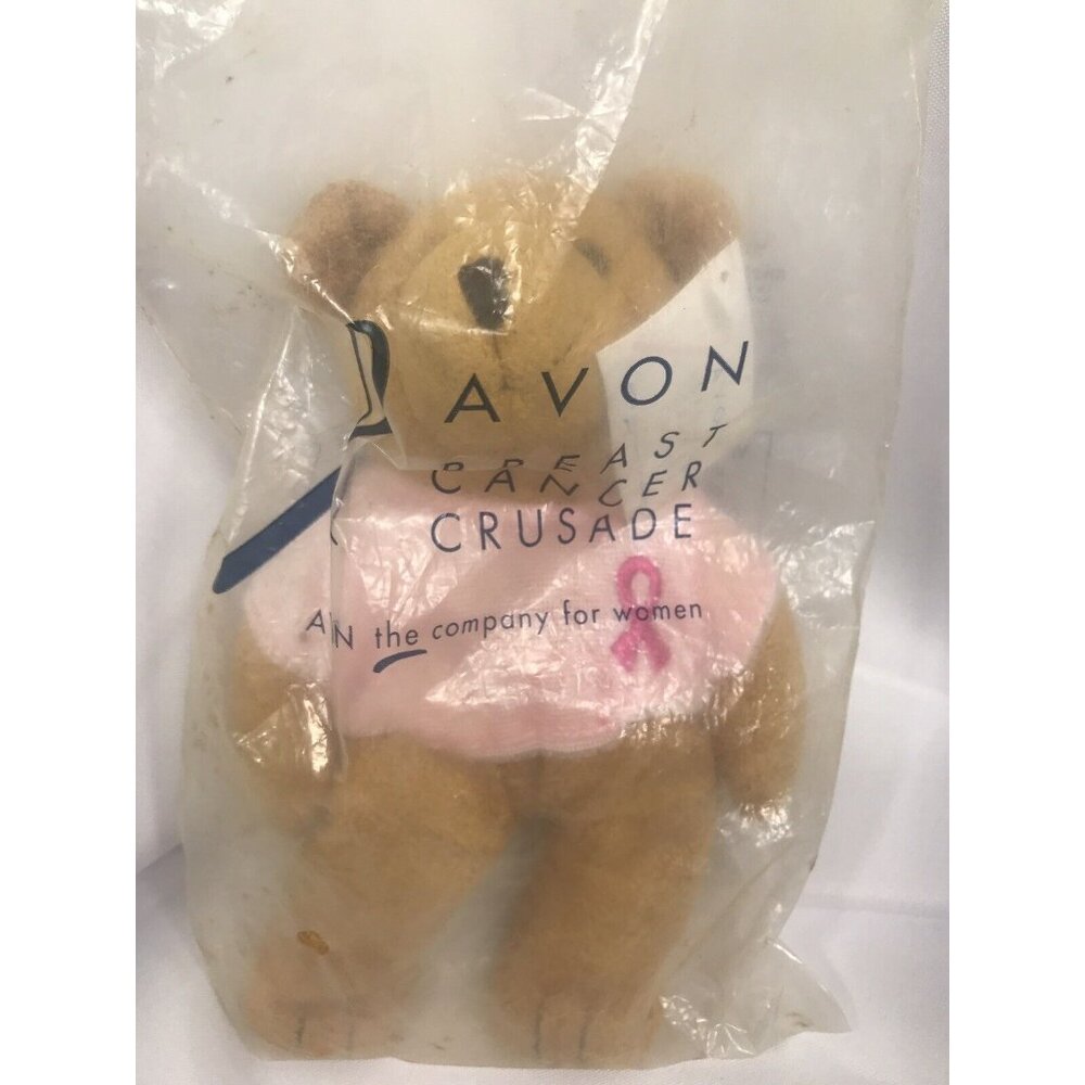 Avon 2001 Pink Ribbon Shirt Breast Cancer Bear Awareness Crusade 7” Beanie - Picture 11 of 11